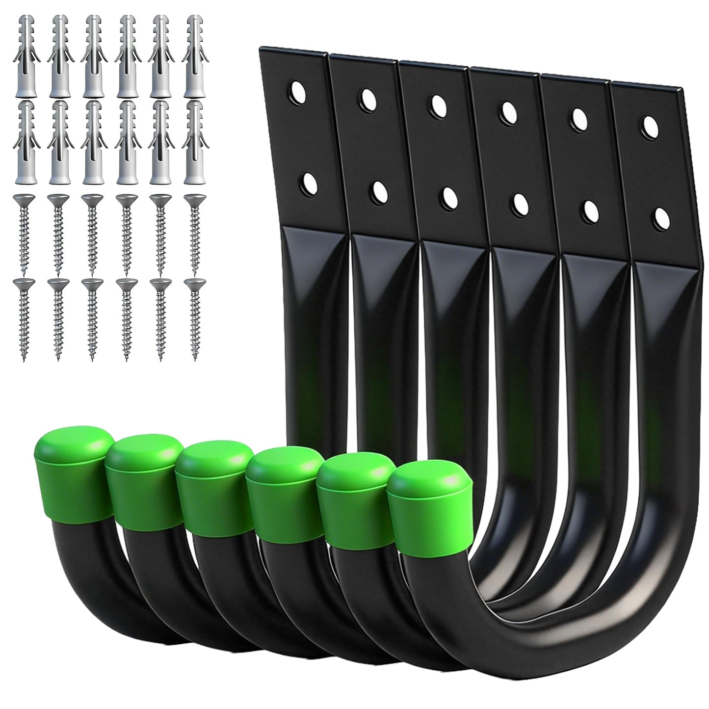 SWANLAKE Heavy Duty Garage Storage Utility Hooks, Utility Hooks for Garage Wall,Color Black (6PCS)
