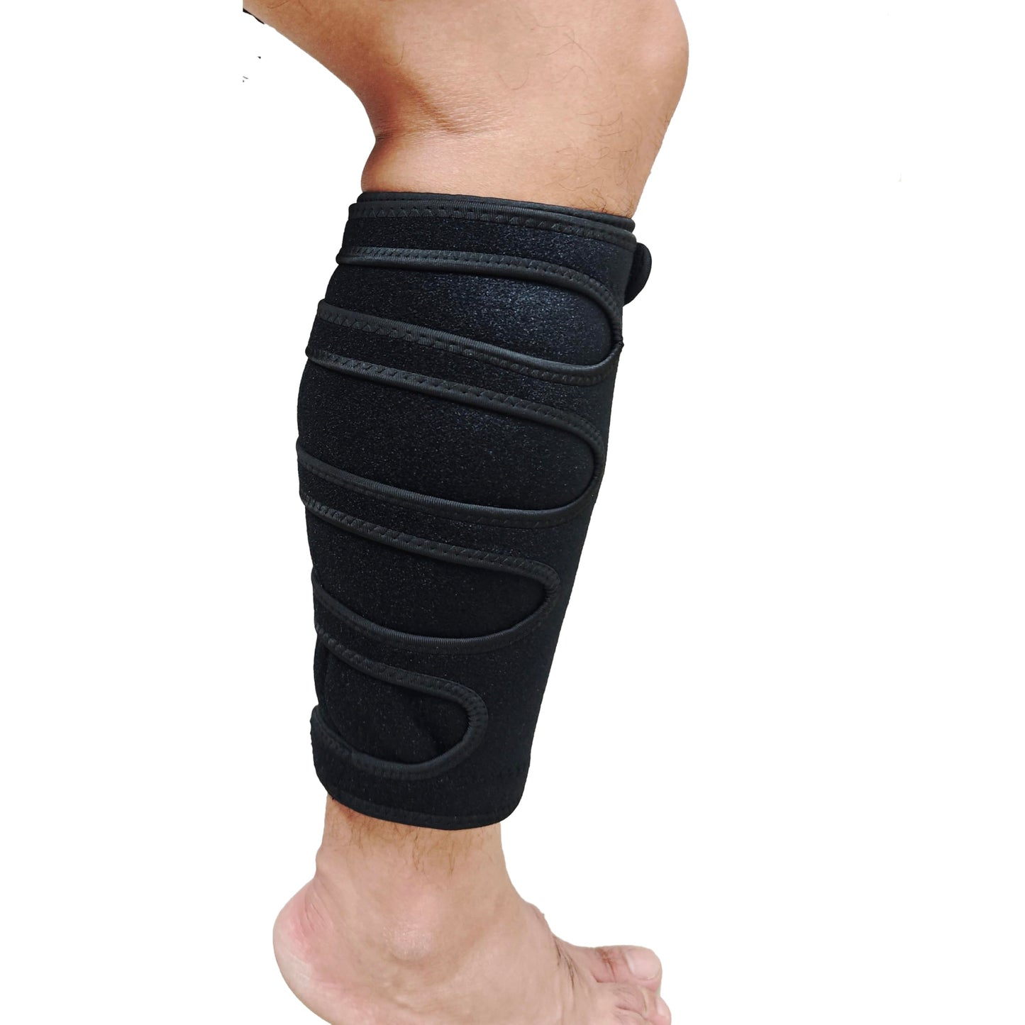 SDELIKIO Adjustable Calf Brace for Men Women, Calf Compression Brace Reduces Swelling, Shin Compression Sleeve with 5 Strap Non-slip Shin Splint for Torn Calf Muscle (One Size)