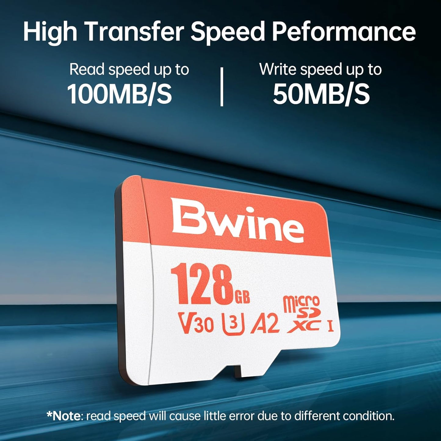 Bwine 128G 100MB/s, 4K 1 Micro SD Card, Read Speed up to UHD Video Support, Compatible with Digital Camera, Drone