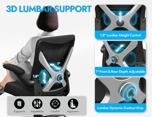 Ergalithic Ergonomic Office Chair - Comfy Mesh High-Back Gaming Chair with Adjustable Lumbar Support | Ideal for Long Hours