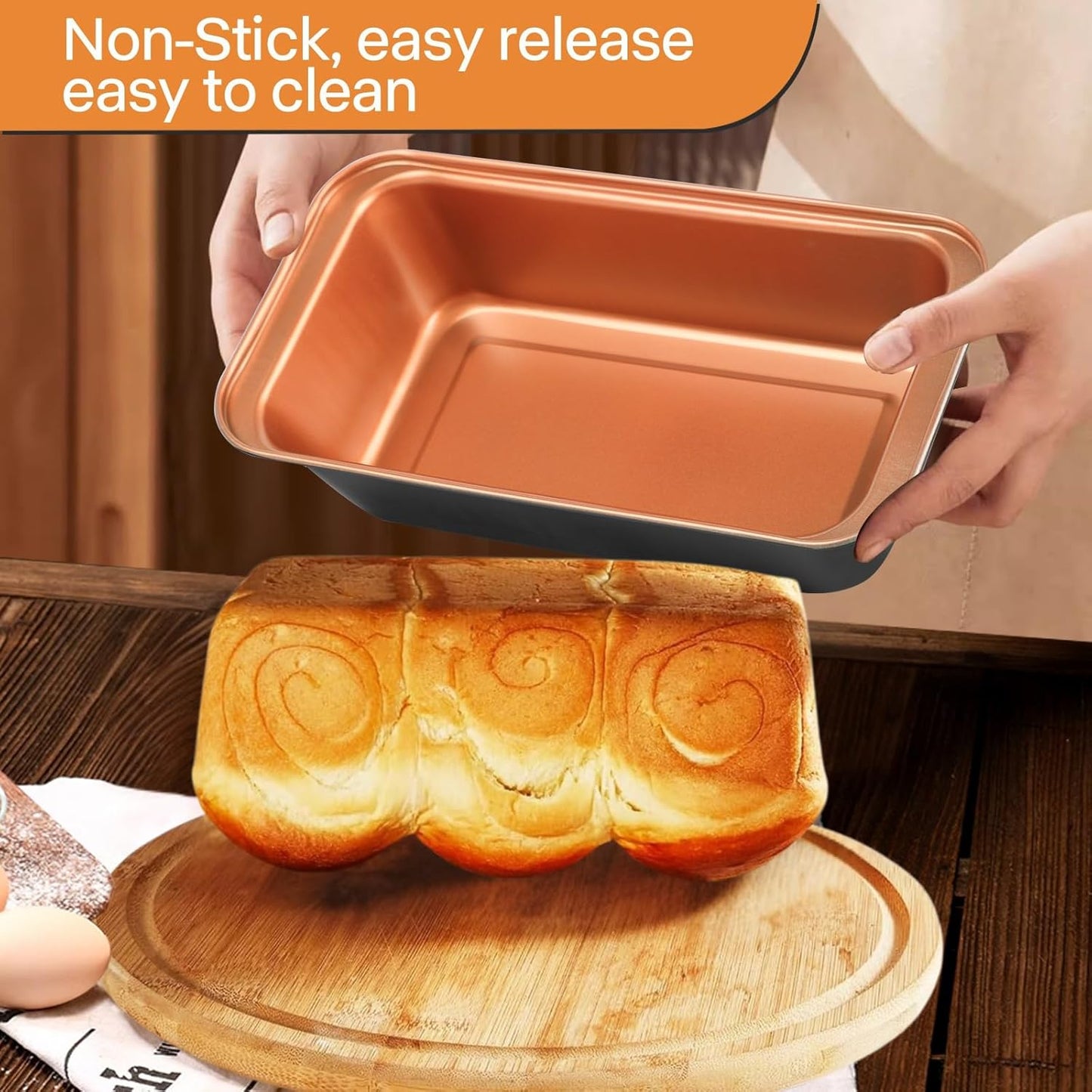 Skiennix Non-Stick Baking Pans Set - 6-Piece Bakeware with Cookie Sheet, Muffin, Cake, and Loaf Pan - Gold