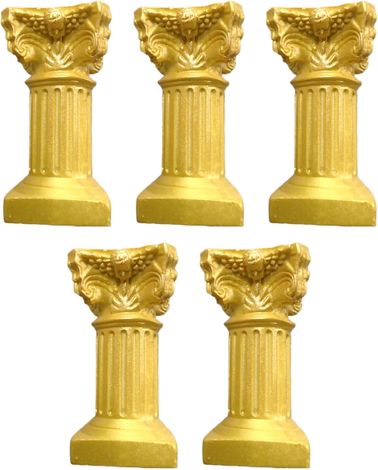 Saihisday Miniature Roman Pillar Columns - Resin Candle Holders for Wedding & Christmas Decor | Yellow, 5 Pcs
