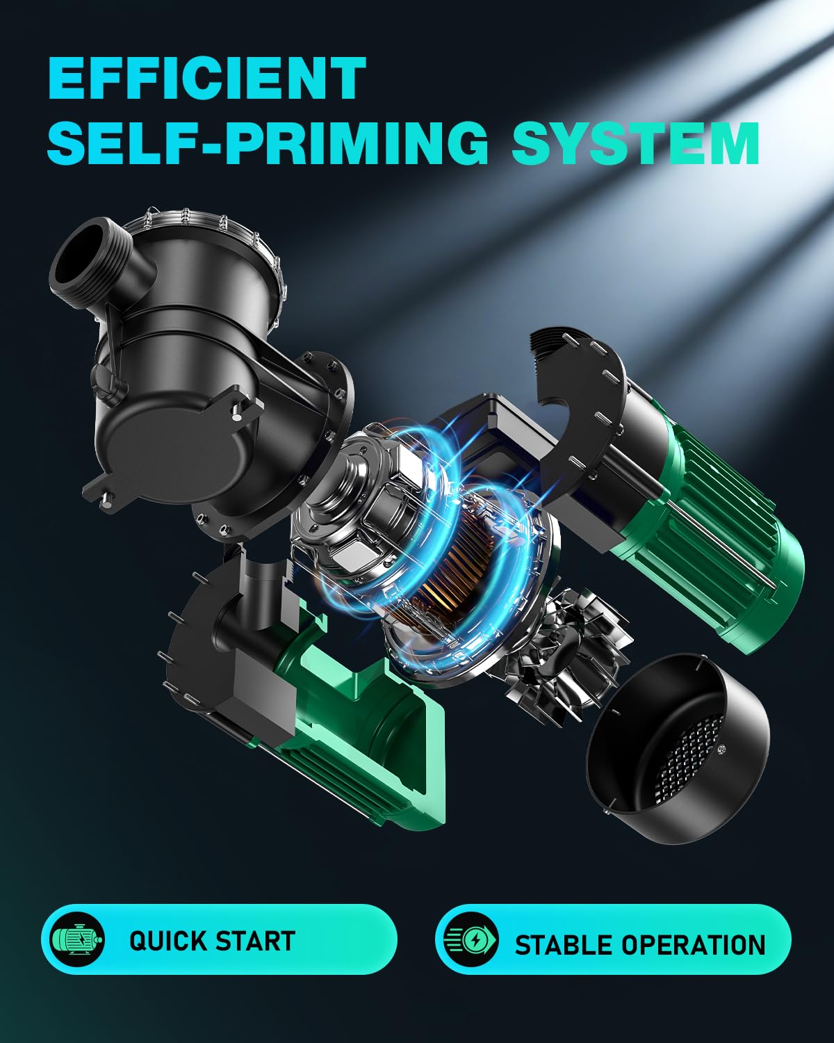 MENIIO 2 HP Swimming Pool Pump, 6980 GPH High Flow, 39.3 FT Max Head, 110V/60Hz IPX68 Waterproof, Inground & Above Ground Pool Water Circulation Pump