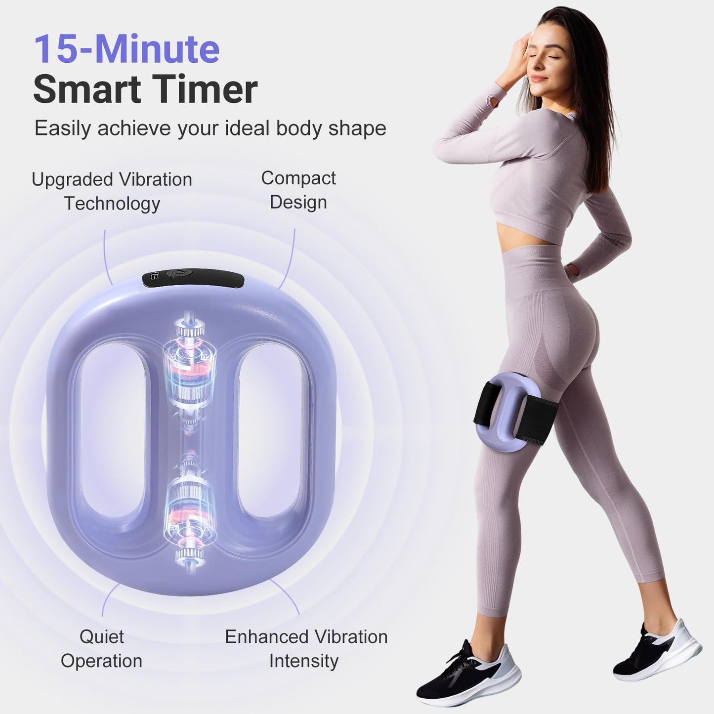 BoxactionsS Vibration Plate for Lymphatic Drainage & Weight Loss - Portable Cordless Handheld Massager with 8 Levels, Mini Full-Body Fascia Ring with Belt - Gift for Women (Purple)