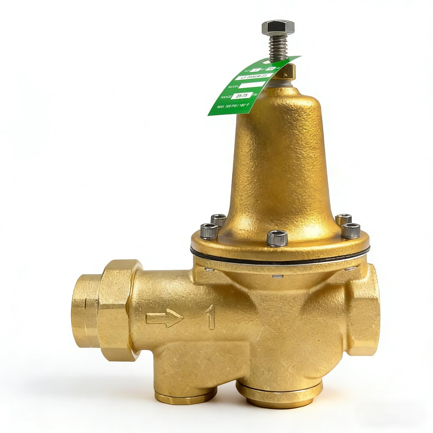 LF25AUB-Z3 1" Water Pressure Reducing Valve,Lead-Free Cast Copper Silicon Alloy,NPT Female Union x NPT Female Outlet,Polymer Seat, Adjustable Pressure 25 to 75 psi, Maximum 300 psi