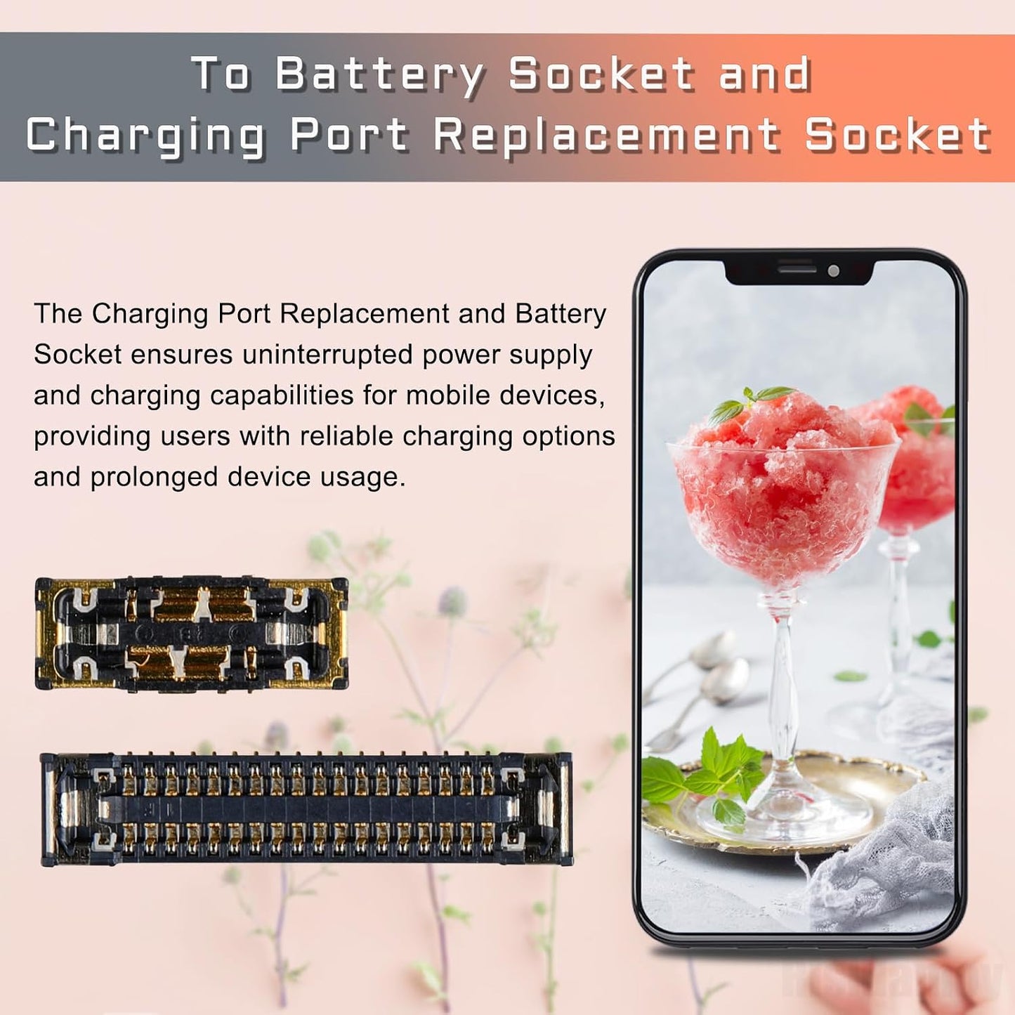 8 12 iPhone12 Pcs for iPhone Motherboard Socket Connection B Kit Includes Battery SIM Charging Port Replacement Wide