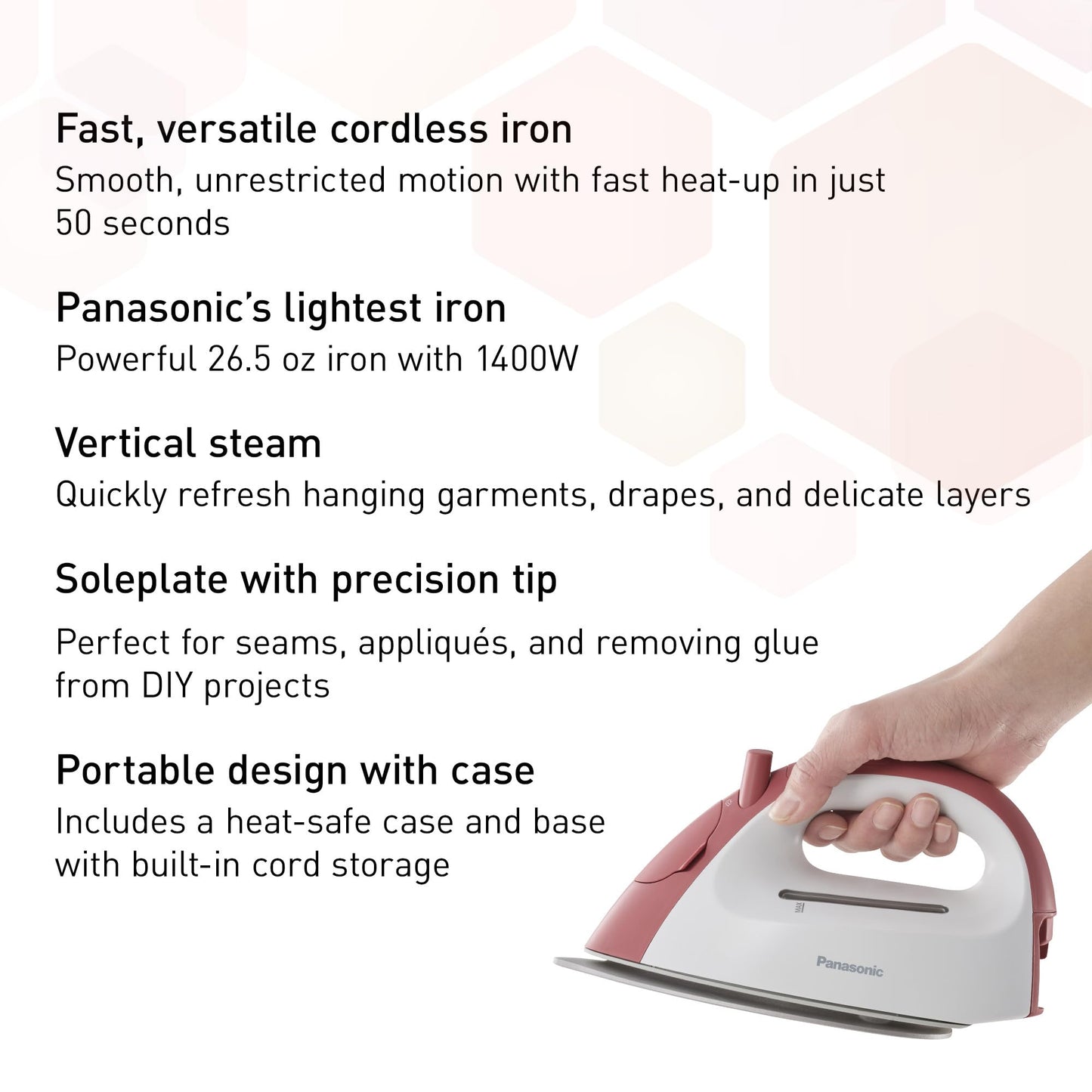 Panasonic Cordless Steam Iron, Compact, Light, with Charging Station NI-QL300R