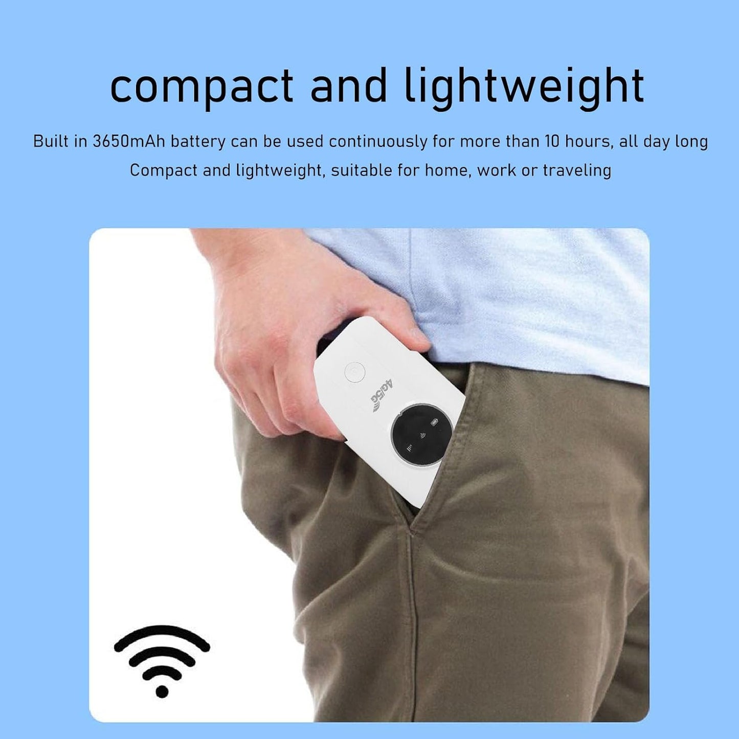 4G 300Mbps 10 3650mAh LTE Modem Router with SIM Slot - High-Speed, Supports Up to Devices, Built-in Battery