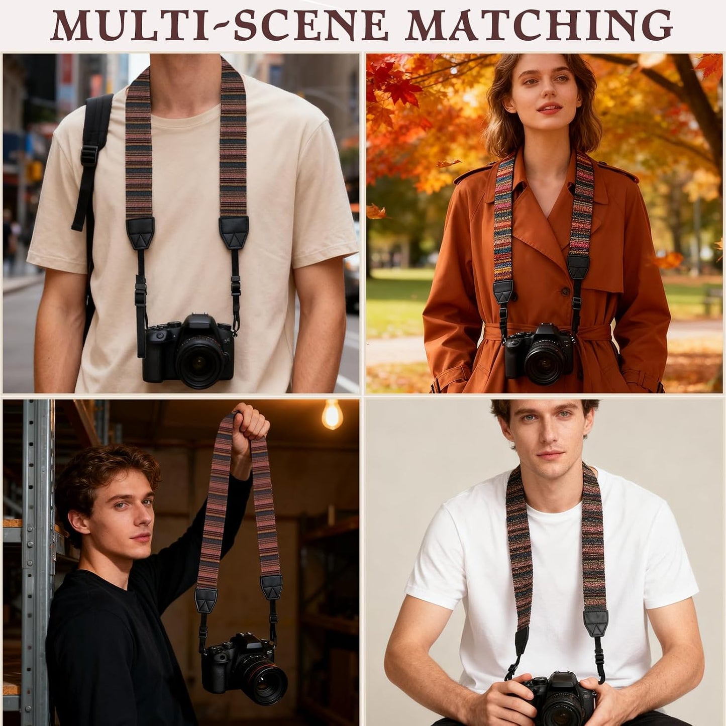 Brvlsoc Bohemian Vintage Adjustable Camera Shoulder & Neck Strap with Quick Release Harness Universal Fit for DSLR