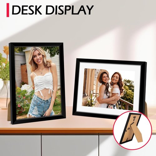 Black 8x10 Picture Frame Set of 2 by [Brand Name] - Versatile Tabletop & Wall Display for 5x7 or 8x10 Photos