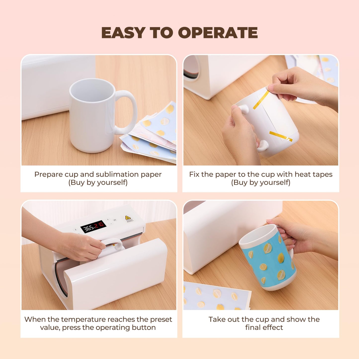 CURECURE Auto Tumbler Heat Press Machine, Fast and Evenly Heat-up, Adjust Temperature and Time, Auto Shut-Off, Mug Heat Press Use for 11-30oz Sublimation Tumblers, Mugs, Water Bottle, Glasses