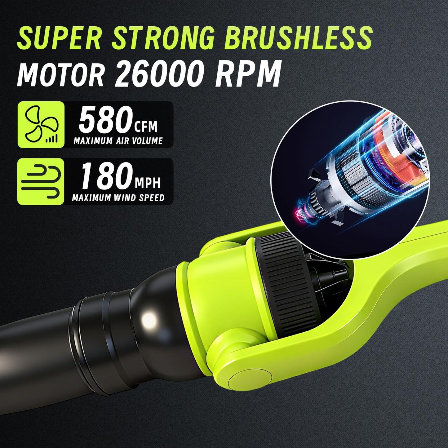 Cordless Leaf Blower, 21V Leaf Blowers, 580CFM/180MPH Brushless Motor, with 2 Lightweight Batteries 3.0Ah & Charger, and 3-Speed Leaf Blower 2-in-1 Design with Gutter Cleaning Kit for Garden & House