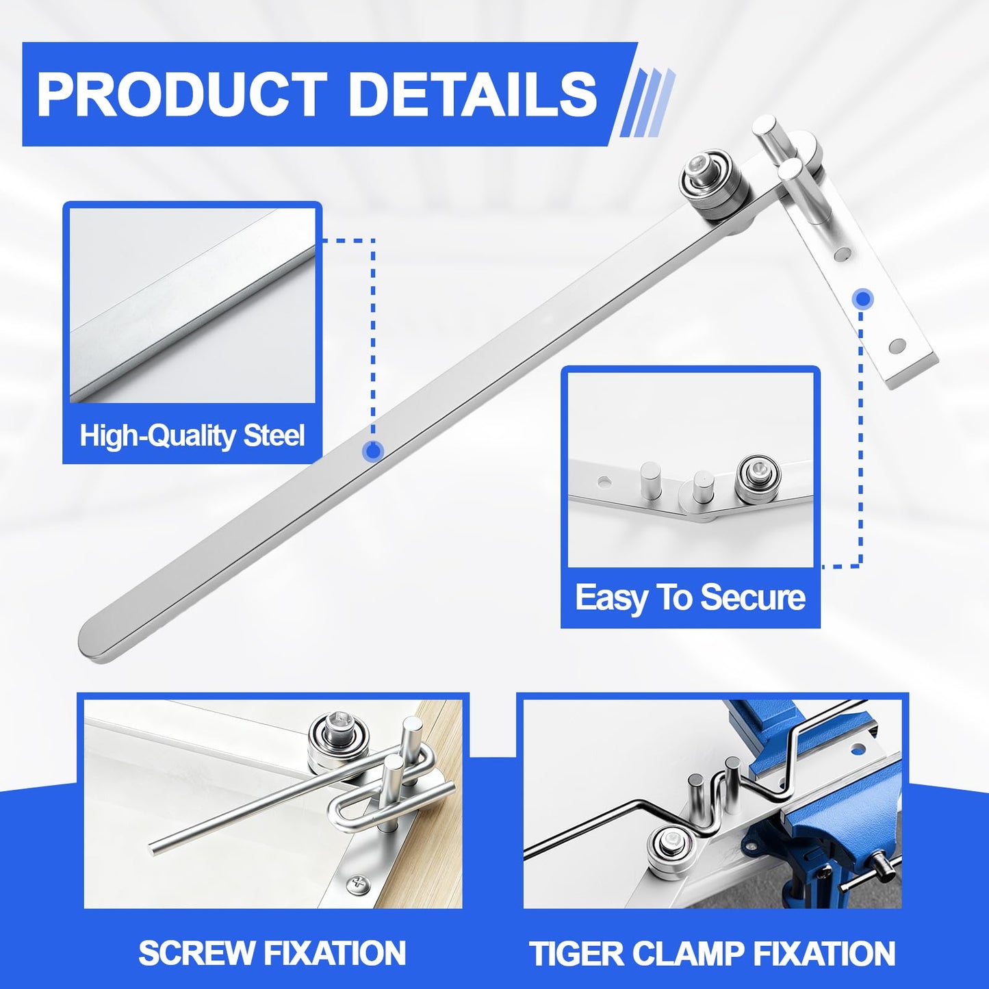 Otoolling Manual Rebar Bender Mini Tubing Wire Bender Steel Construction Hand Rod Forming Tool Desktop Workbench Bending Tool for Bending of 1/6" Wire Pipe 3/8" Aluminum Copper Rod (Silver, Basic)