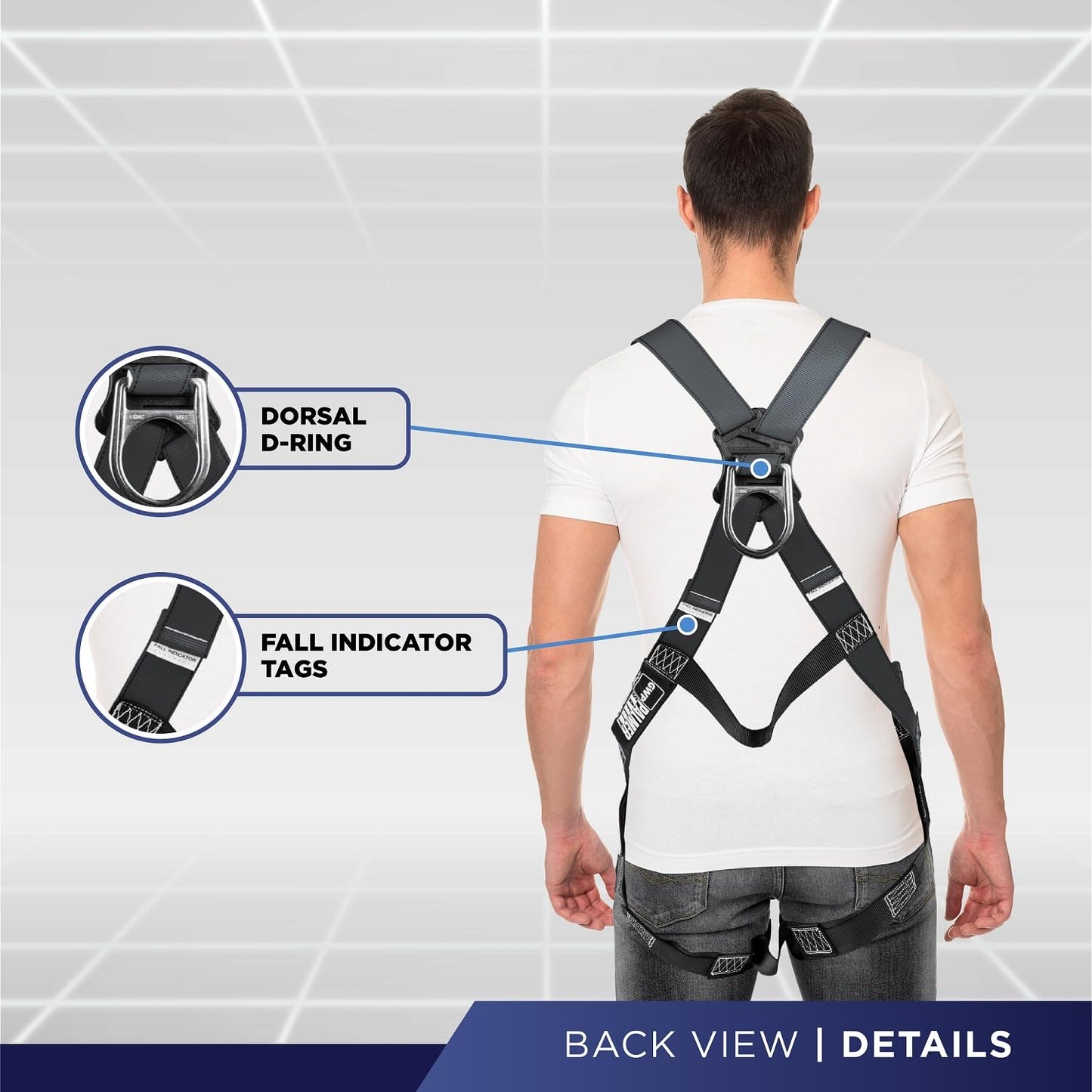 Palmer Safety Fall Protection Roofing Bucket Kit I Full-Body Harness, 50' Vertical Rope & Anchor Set I Construction Fall Arrest Kit for Roofers & Construction Workers I OSHA & ANSI Compliant Equipment