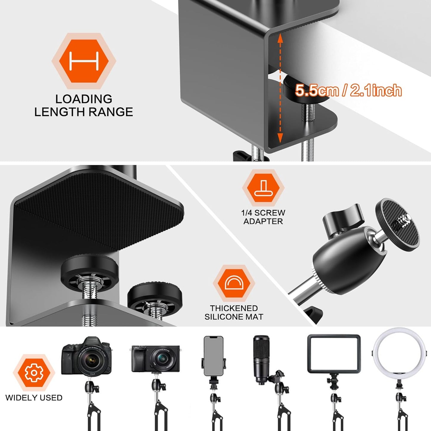 Taisioner Overhead Camera Mount Phone Holder for TikTok Live Streaming Desk Stand Flexible Camera Arm Tabletop Mount