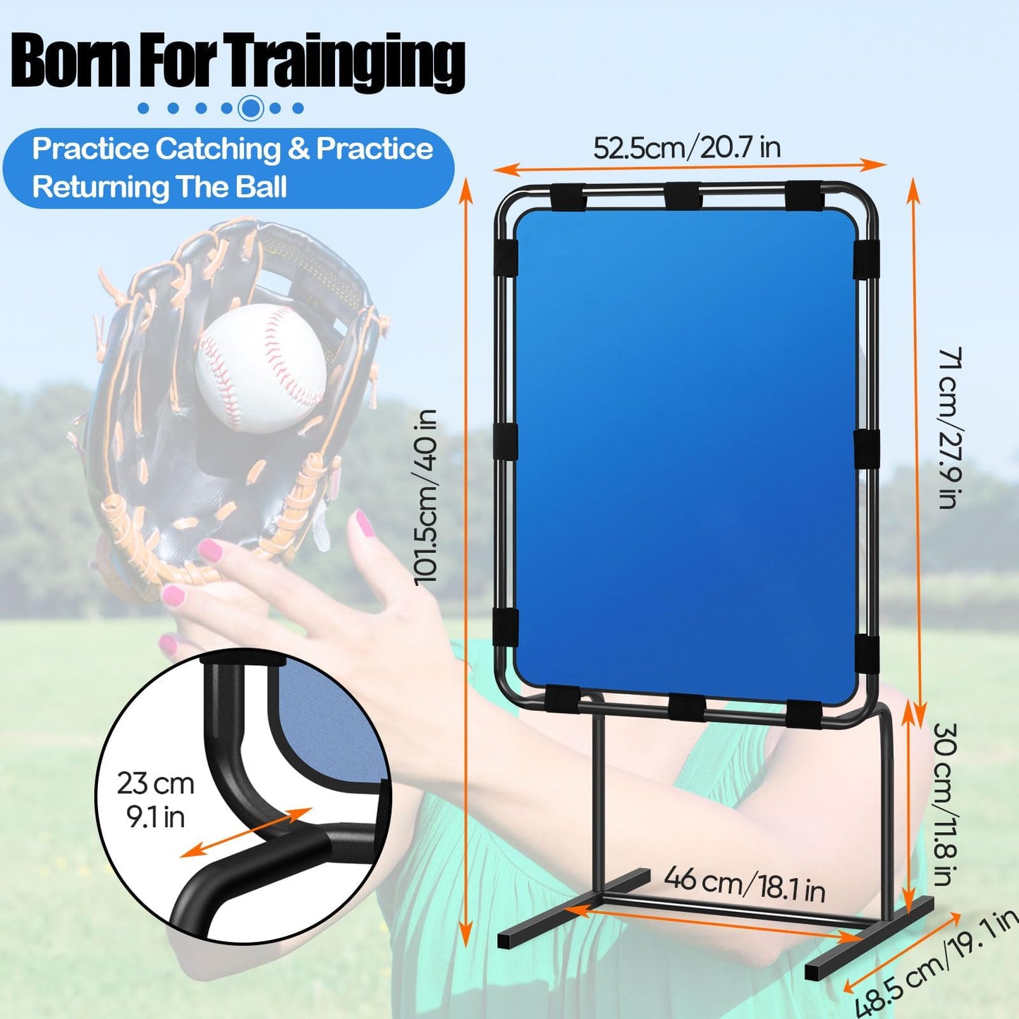 Baseball Strike Zone Target for Plastic Balls, Pitching Training Strike Zone, Height Adjustable, Ideal for Balls Training, Suitable for Indoors & Outdoors Various Occasions, Blue