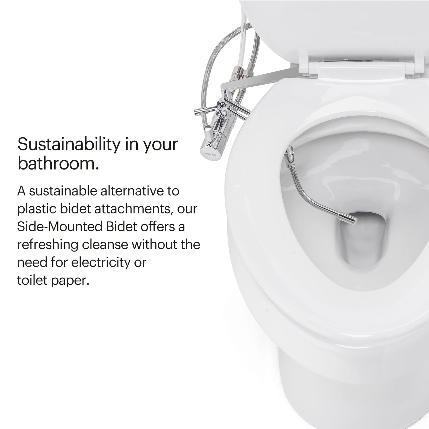 Brondell SMB-25 Side Mounted Manual Bidet Attachment for Toilet Seats with Adjustable Sprayer and Water Pressure, Thin Profile, Chrome (Dual Temperature), X-Large