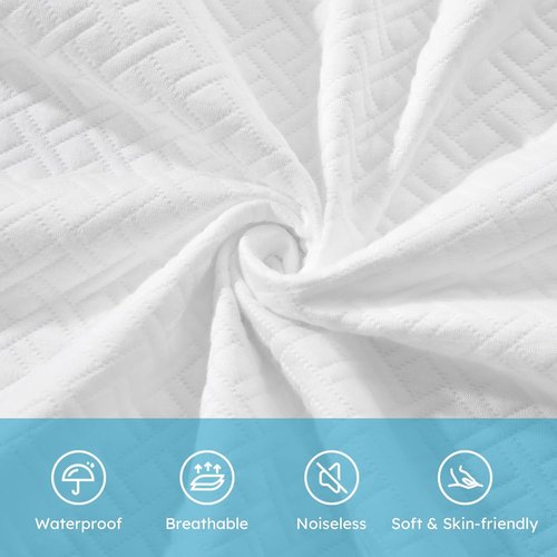 Cozymaker Queen Size Waterproof Mattress Protector - Cooling Fitted Cover, Soft & Breathable 8-21" Deep Pocket