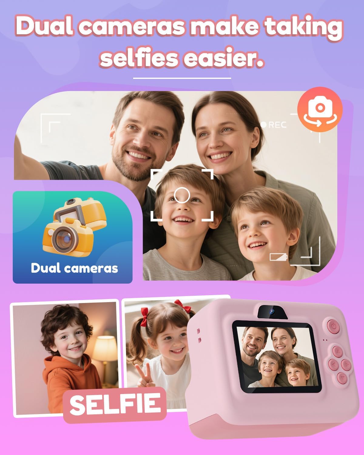 Dylanto Print,1080P 3-12,Portable 3 4 5 6 7 8 9 10 Kids Camera Instant Kids Instant Cameras that Print Photos,Christmas