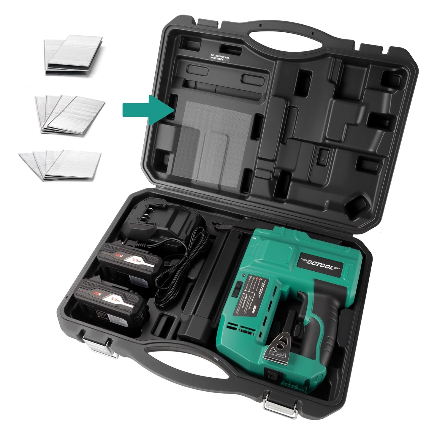 DOTOOL Cordless Nail Gun Battery Powered,2 in 1 Electric Nail Gun with 1000pcs 18 GA Nails, Brad Nailer with 20V 2.0A Batteries for Home Improvement & Woodworking