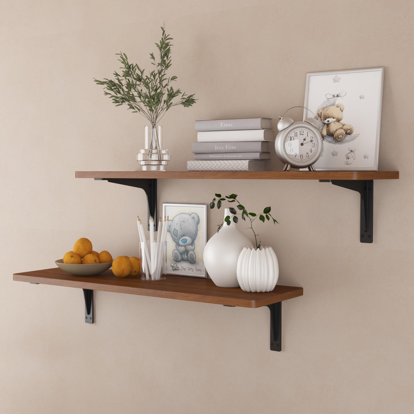 NEODROP 6 Inch Heavy Duty Shelf Brackets, Premium Metal Wall Bracket for Mantel, Countertop Support, Garage Storage Shelves | High Strength Corner Brace | 6-Pack Floating Shelf Hardware