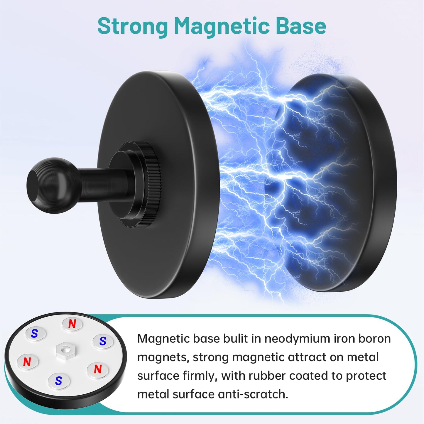 Mippko Magnetic Tablet Holder Fridge iPad Mount for Vehicle/Cabinet/Metal Shelf/Whiteboard,Strong Magnetic Base Stand Attracts Metal Surface,Compatible with 4.7~12.9" iPad/Nexus/e-Reader/iPhone