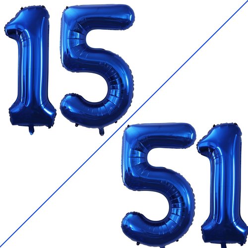 GOER Jumbo 15 Balloons - 42 Inch Helium Foil Decorations for Sweet 15 & 51st Birthday (Blue)