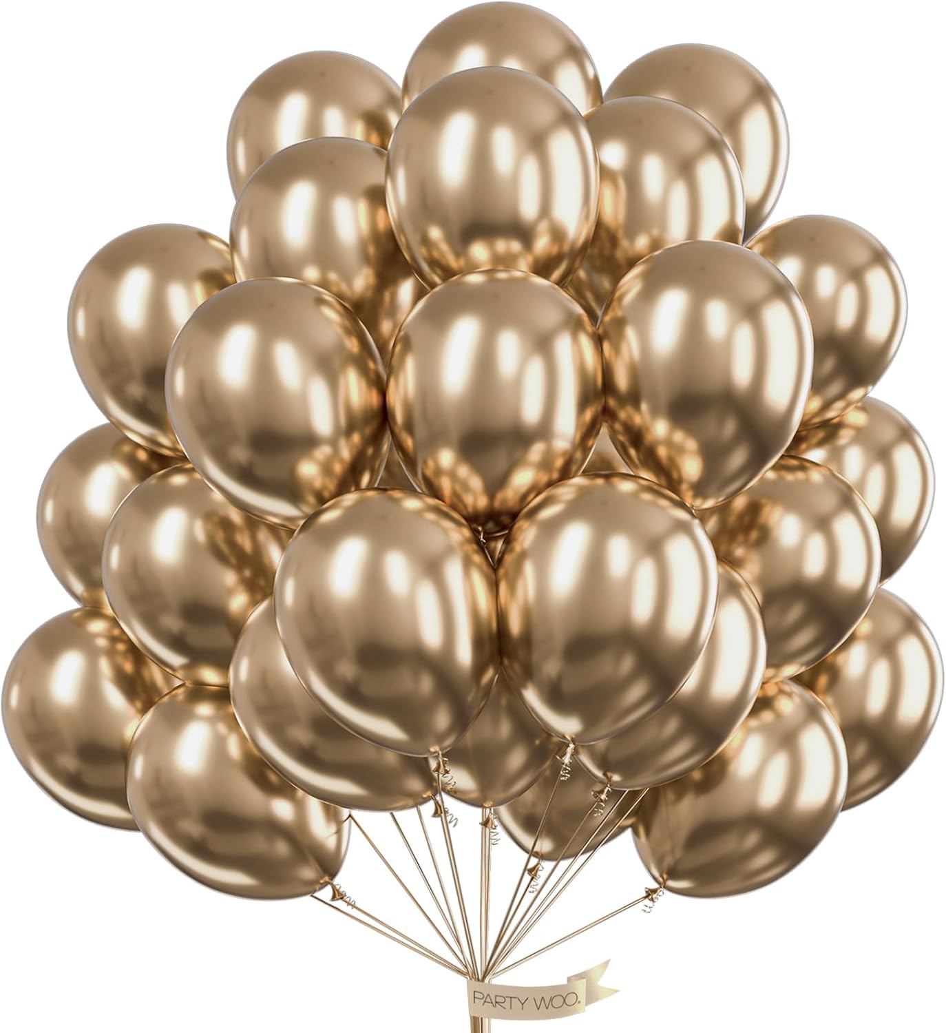 PartyWoo Metallic Gold Balloons - 100pcs 12 Inch Chrome Latex Helium Balloons for Celebrations