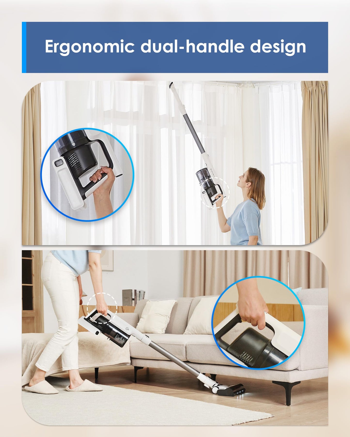 Tineco Floor ONE S5 Smart Cordless Wet Dry Vacuum & A30S Cordless Stick Vacuum Cleaner, 160W Suction, 60Min Runtime, 1L Larger Dustbin, ZeroTangle Brush, PureCyclone Tech, LED Headlight, White