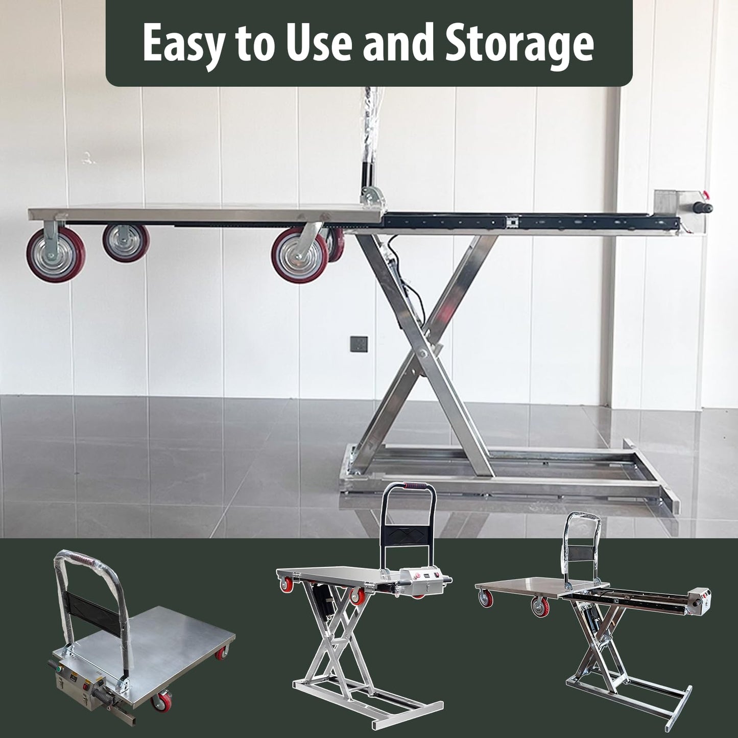 LCKJZYL Electric Hydraulic Lift Table Cart, Durable 660 LB Hydraulic Electric Dolly Lift, 32" Lifting Height, Foldable, with 48V Battery, for Material Handling