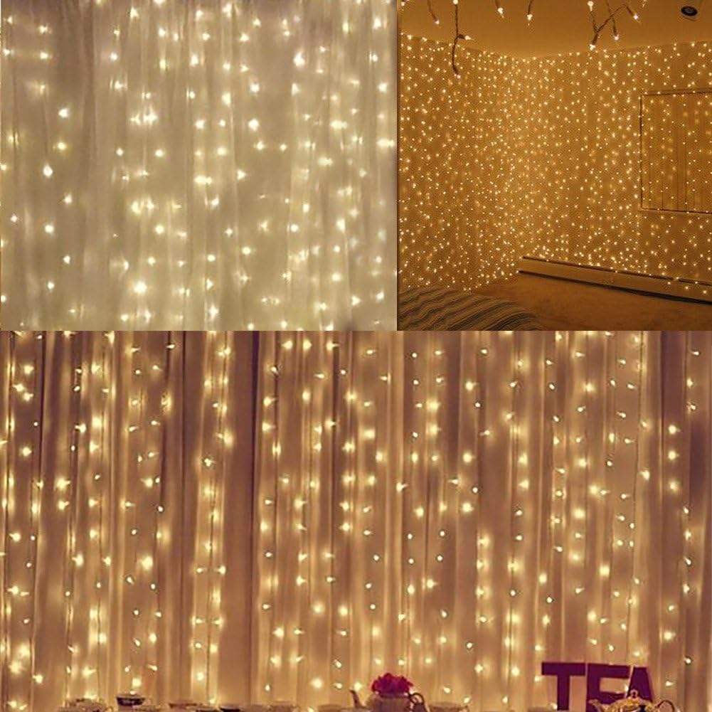 Twinkle Star 600 LED Curtain String Lights - Warm White for Weddings, Parties, Home & Garden Decor