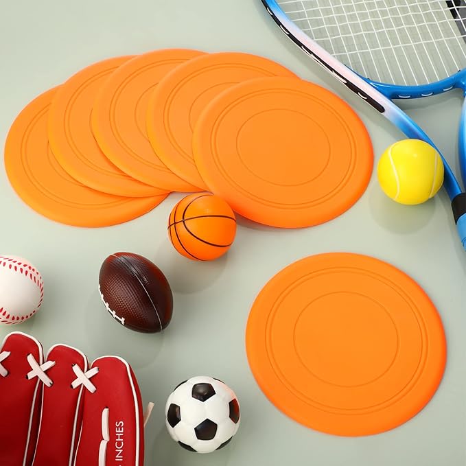 Lenwen 24 Pcs Flying Disc 6.89 Inch Soft Silicone Flying Disks Classic Play Flick Disc for Outdoor Backyard Beach Lawn Sports Park Camping Playing Adults Pet