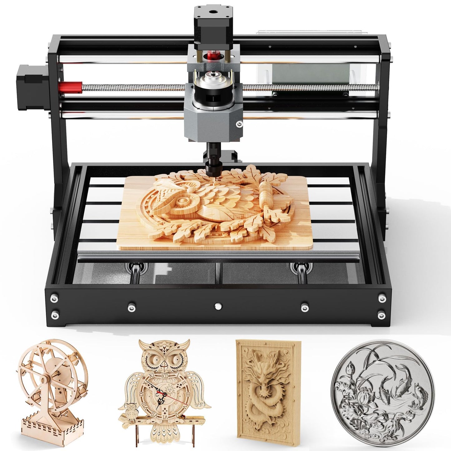 TTC3018 CNC Router Machine 3-Axis Engraving Machine Metal Engraver GRBL Control with Built-in WiFi, 775 Spindle Motor, Engraver Desktop CNC for Wood, Acrylic, Plastic, Aluminum (Black)