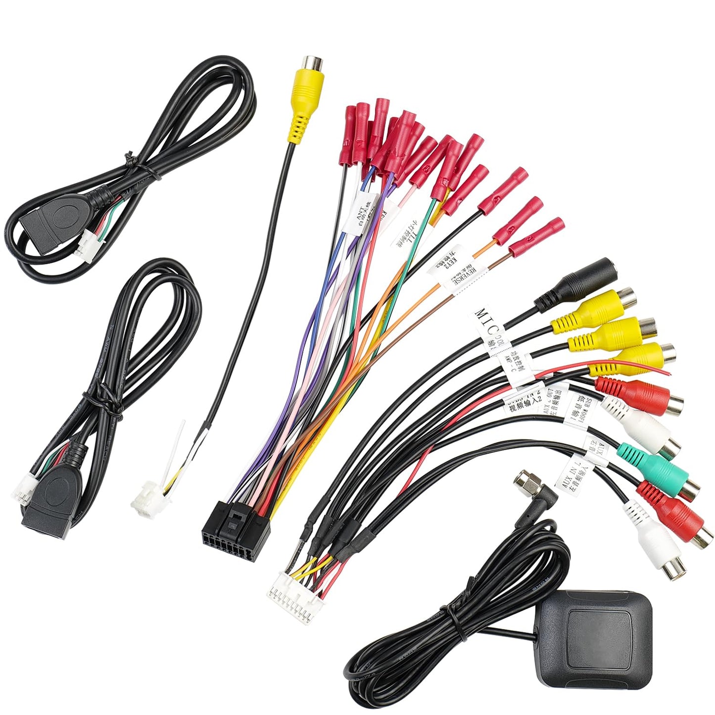 16Pin 10Pin 20Pin 4Pin/6Pin Radio Wiring Harness Kit ISO Android Car Stereo Wire Harness with Butt Connectors RCA