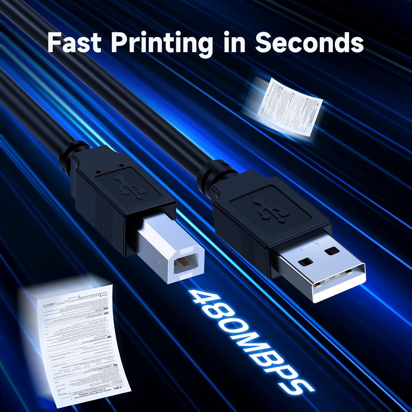 Qxcynsef 2.0 15 15FT USB Printer Cable FT USB A to USB B Cable for HP, Canon, Epson, Brother, Lexmark Printer, Scanner