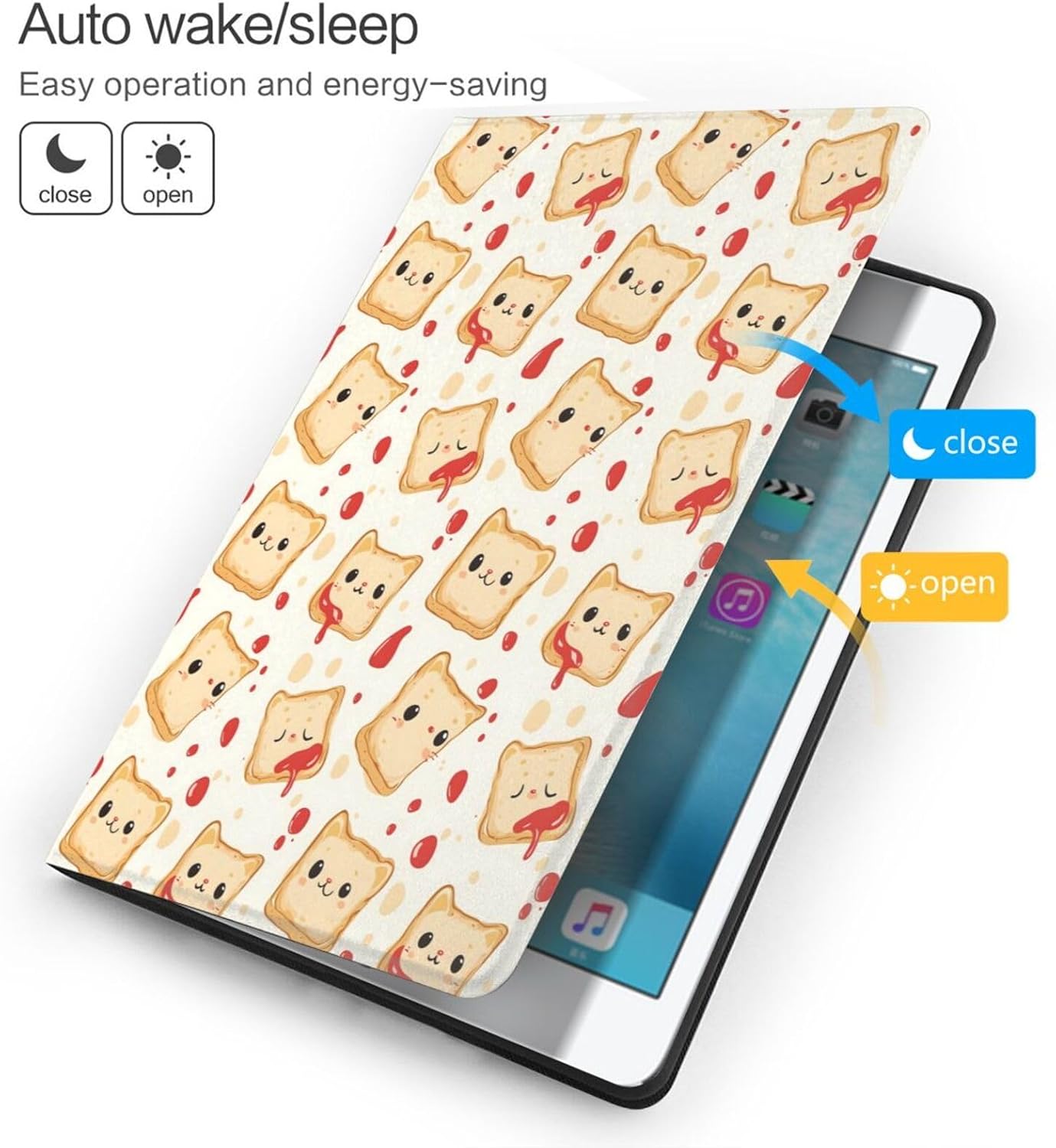 DXITROMI 9th/8th/7th 10.2 Compatible with iPad Generation Case - Cute Ketchup Bread Print Compatible with iPad Case