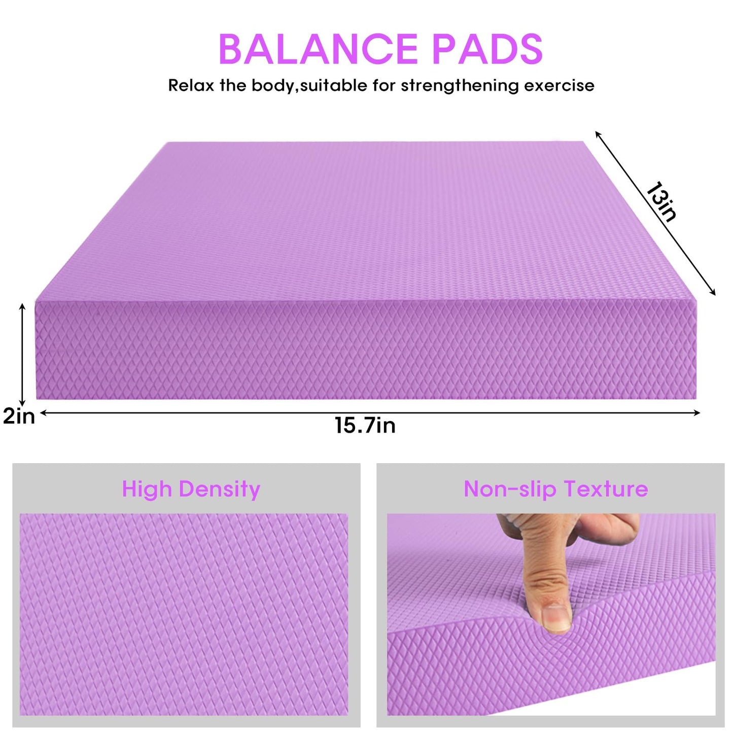 MBKHFLL Exercise Balance Pad，Balance Foam Mat for Physical Therapy Equipment & Strength Stability Training, Slip Resistant Foam Mat for Yoga, Pilates, Meditation，Gardening knee pads (Purple)