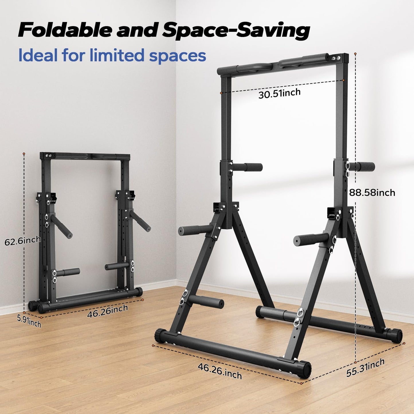 Foldable Pull Up Bar Free Standing, Strength Training Pull-up Bars Adjustable Pull Up Station, Power Tower Pull Up Bar MultiFunction Pull Up Dip Station Workout Equipment For Home Gym Support 480 LBS