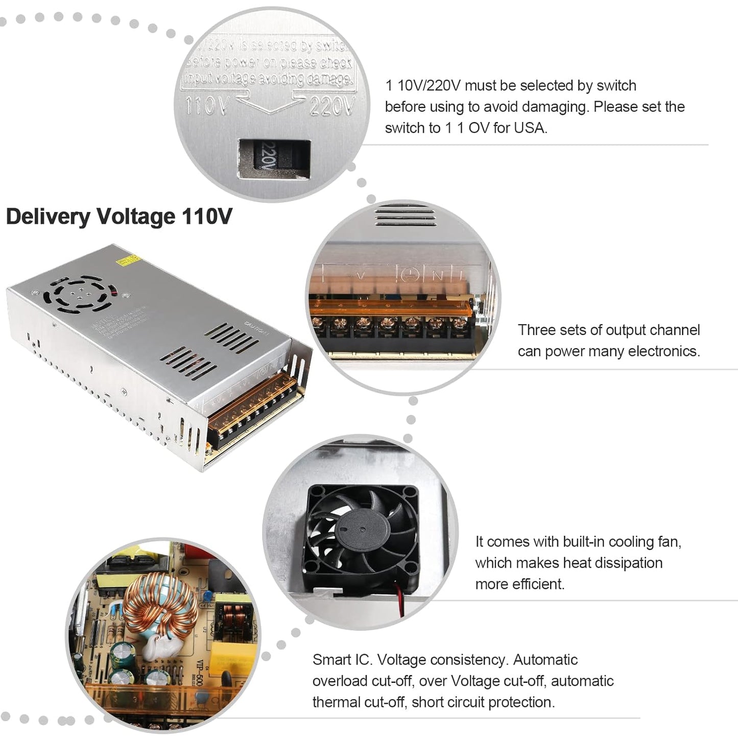 12V 30A 360W 12 30 110V 240V 3D Power Supply Transformer Adapter AC to DC Adapter Volt Amp Switching Power Supply