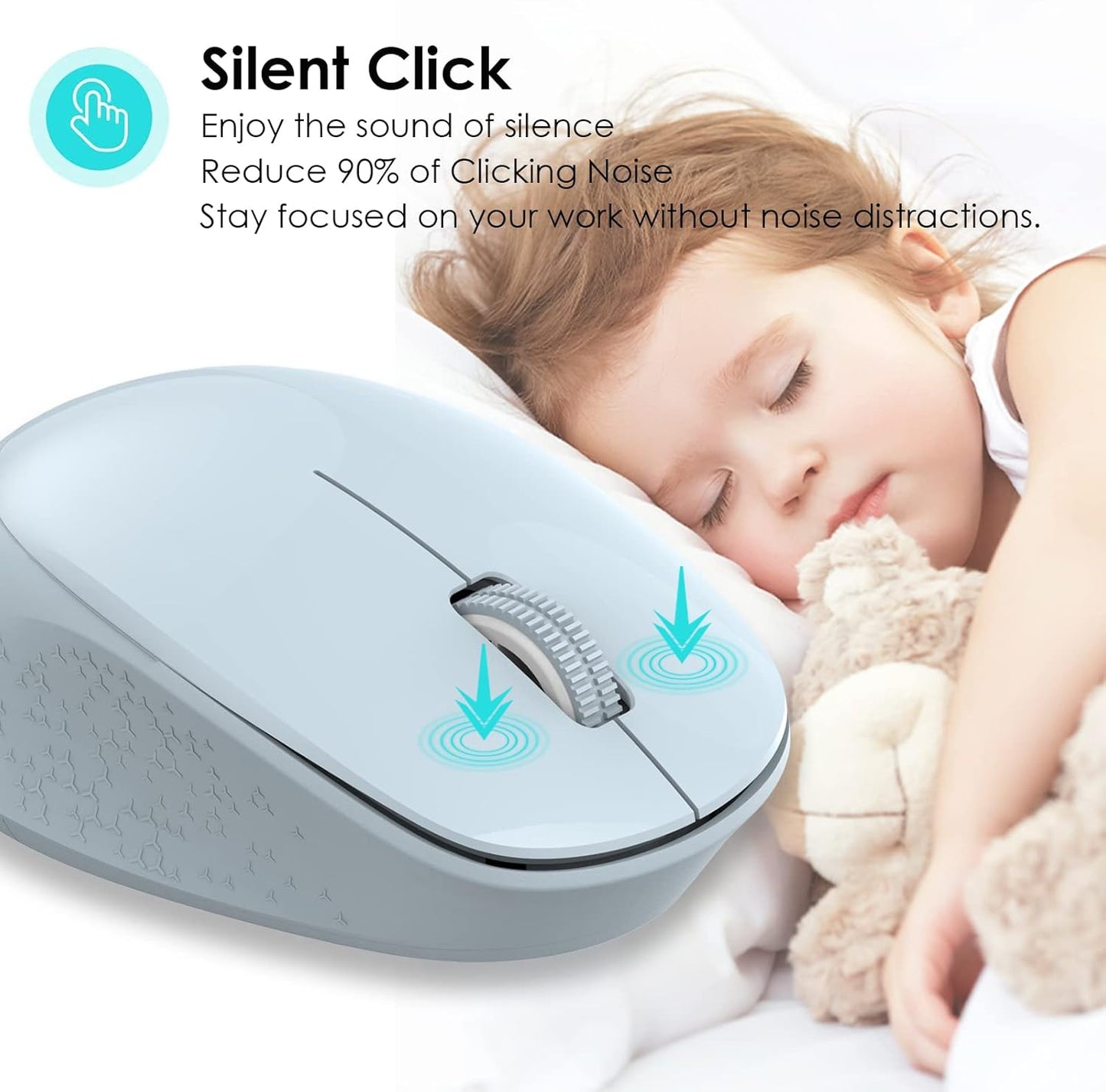 LeadsaiL 2.4GHz 3 1600 Wireless Mouse for Laptop, Silent USB Mouse, Slim Optical Mouse with Buttons, DPI, Works