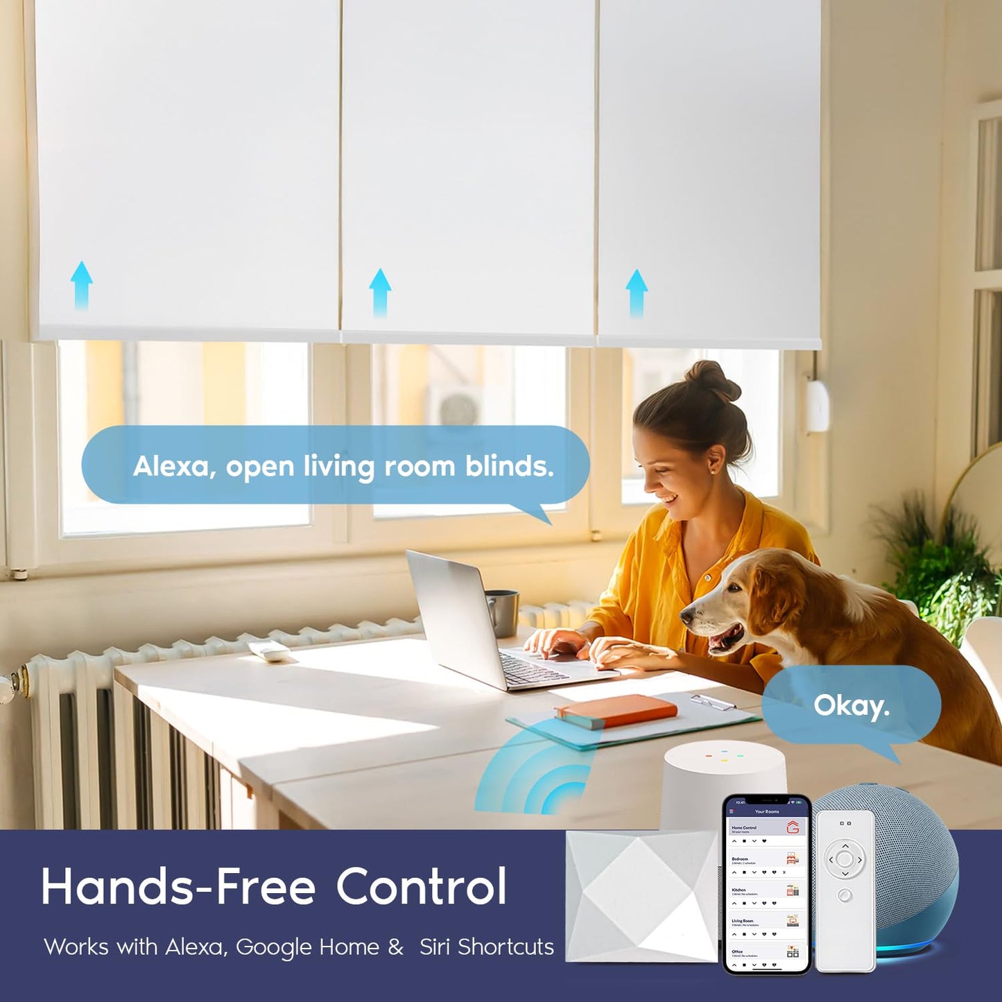 Go Smart Bridge Home Automation Hub for Motorized Blinds Compatible with Alexa, Google Home, IFTTT, Control4, Siri; Remote, App & Voice Control
