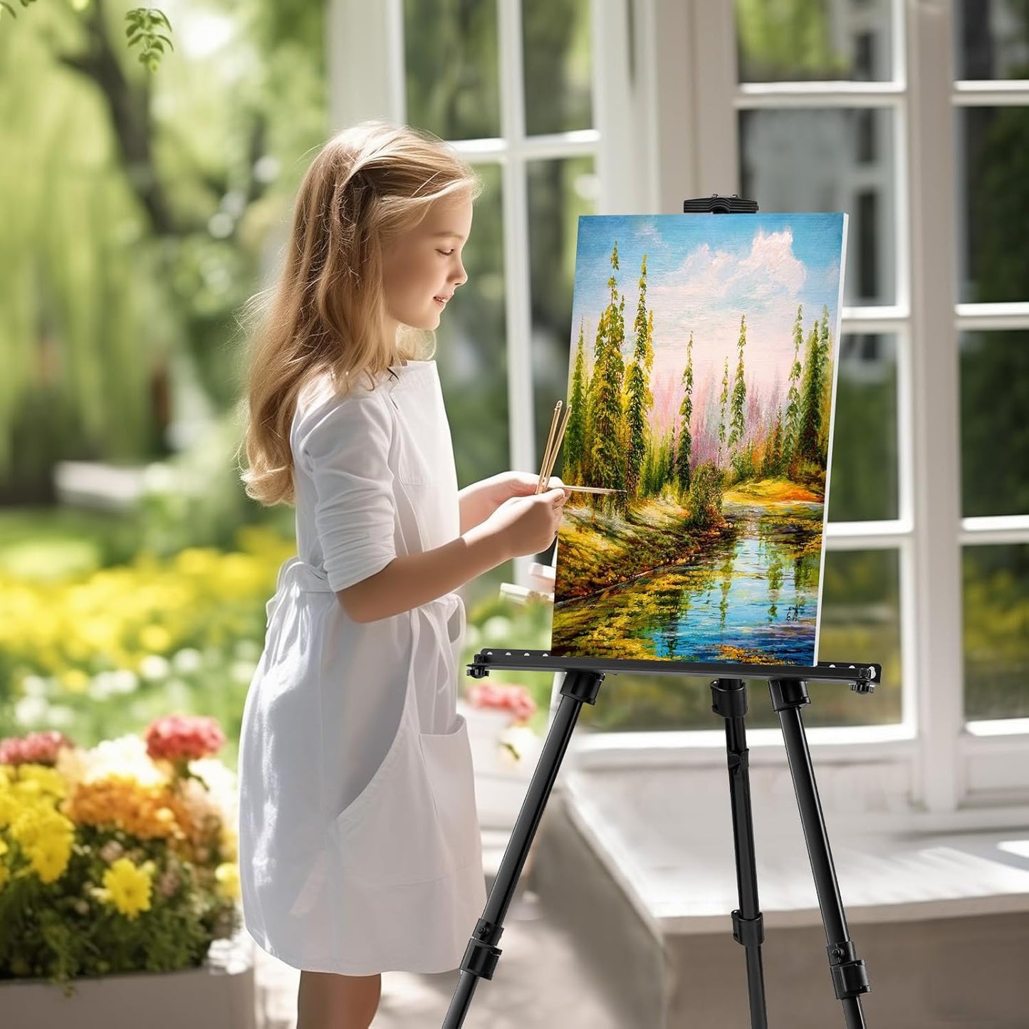 Skiennix Adjustable Art Easel - 66 Inch Folding Aluminum Stand for Painting & Display | Portable Heavy-Duty Design