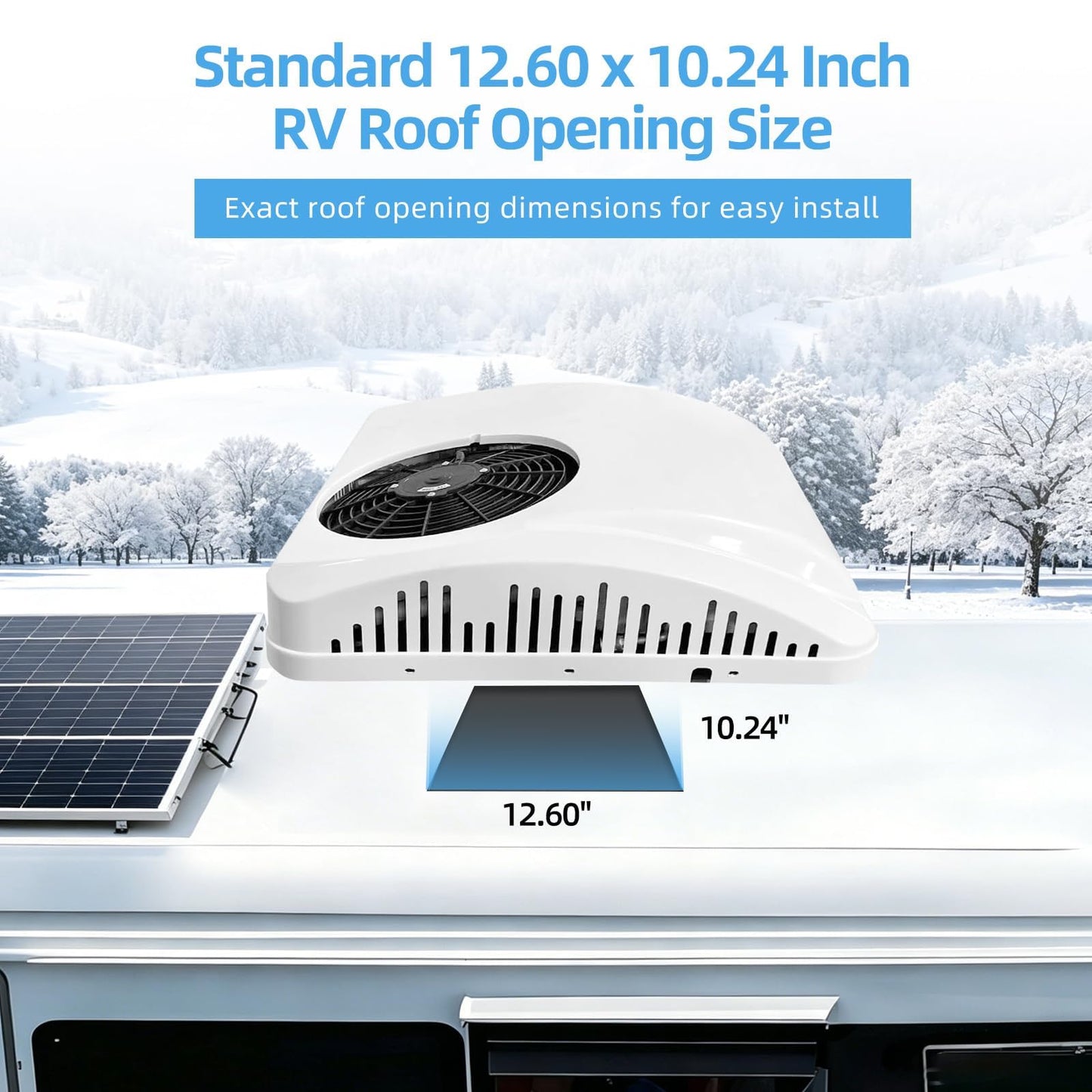 Treeligo 10000 BTU 12V DC Rooftop RV Air Conditioner, Battery Powered, Ultra Quiet & Fast Cooling Rooftop Inverter AC Unit with Heater for Motorhome Camper Van Truck and Trailer