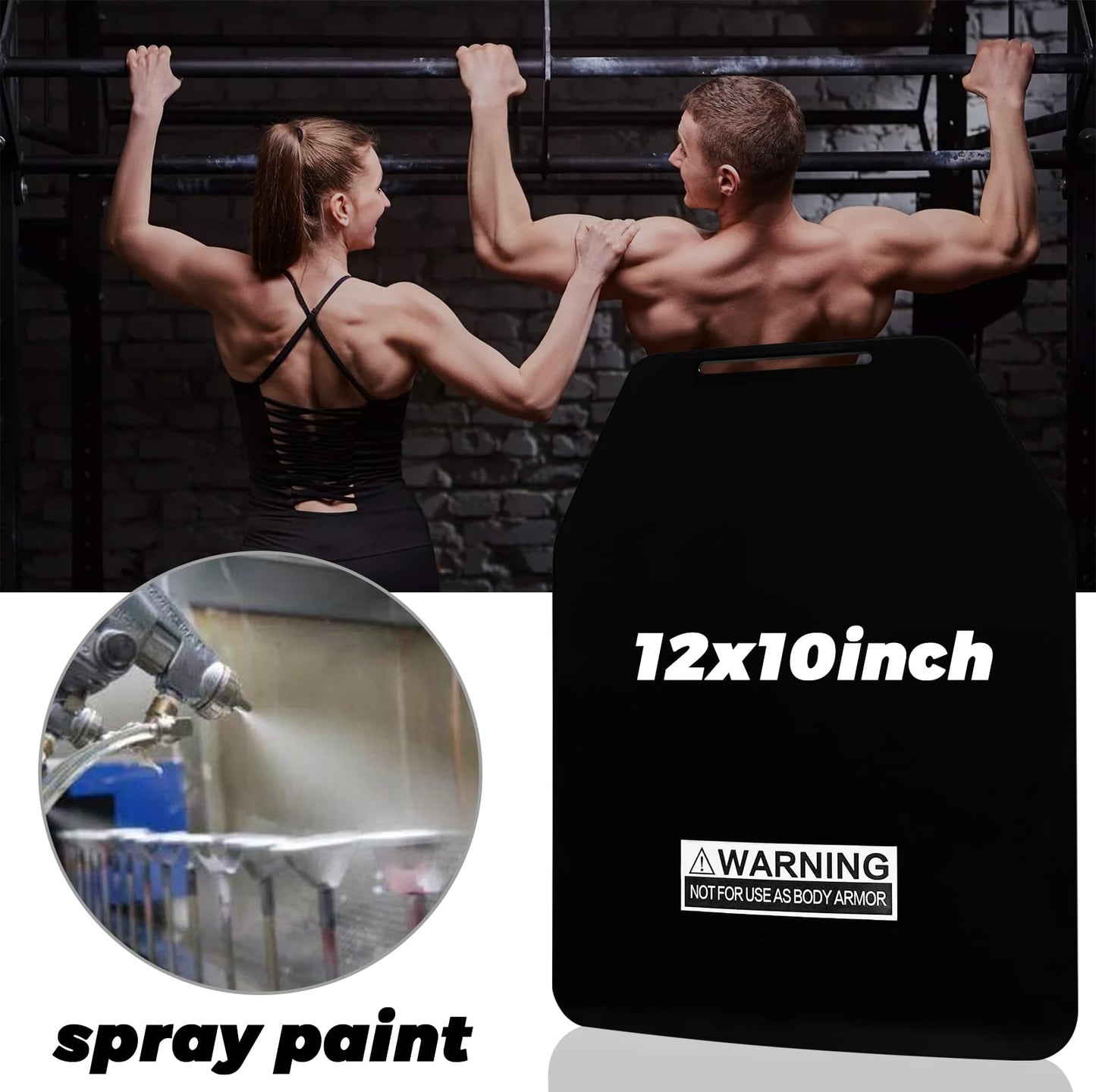 ULIONTAC Alloy Steel Weight Vest Plates 2.75lbs Hexagon Tactical Curved Plates for Weight Vest, Fixed Weight Plates for Training, Home Gym Workout 12x10 inch (2pcs, Black)