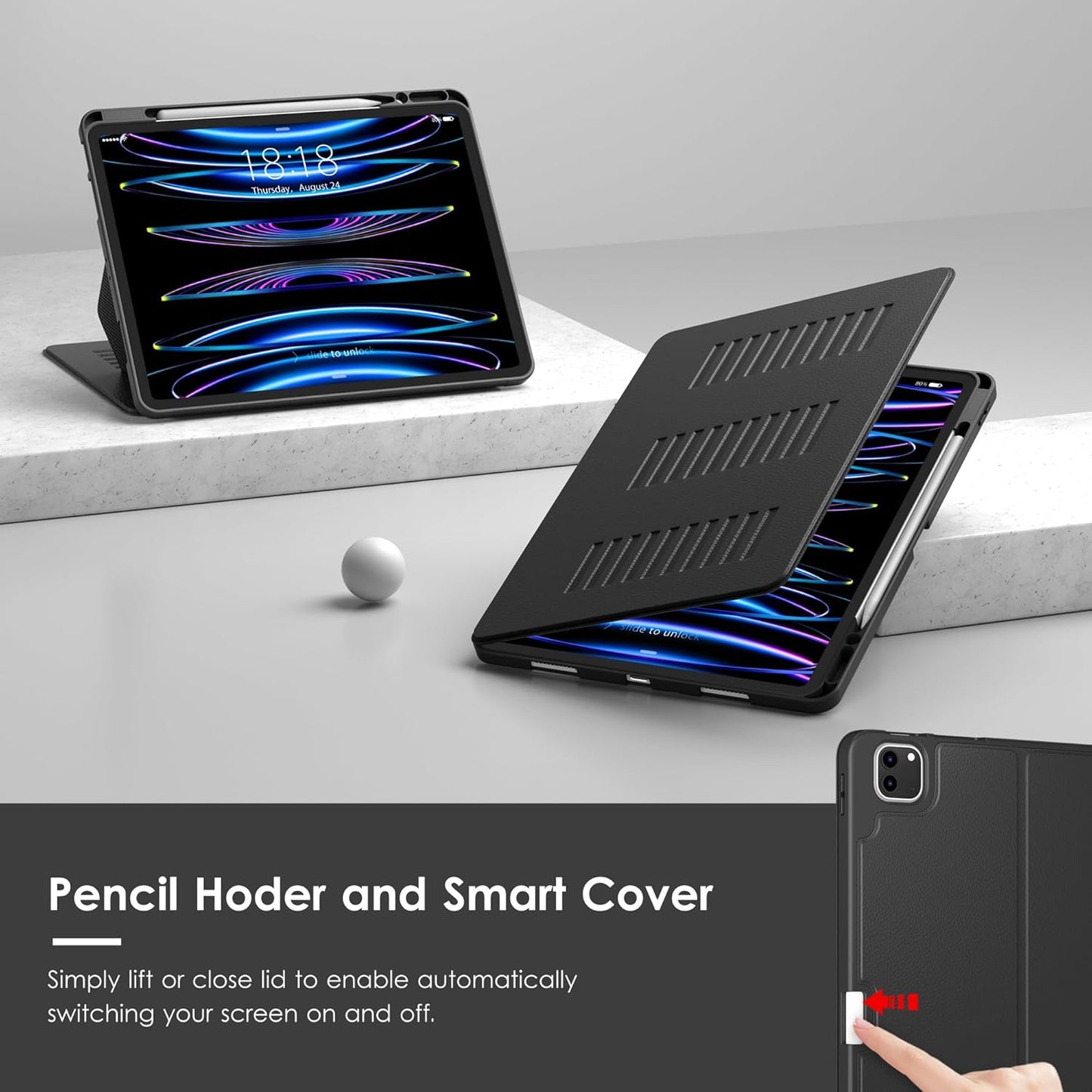 VIKESI 12.9 6th 5th 4th 3rd 2022/2021/2020/2018,Multiple Case for iPad Pro / / / Generation Case Angles Magnetic Stand