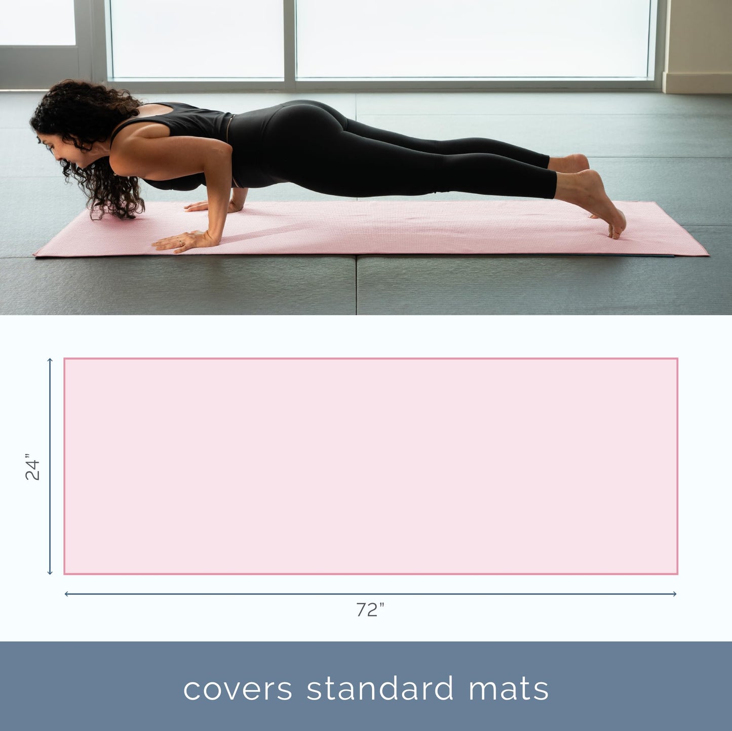 S&T INC. Yoga Mat Towel with Non-Slip Grip, Enhanced Silicone Grip, Soft and Absorbent for Gym, Pilates, and Hot Yoga Mat, 2 Pack, 24 inches x 72 inches, 340GSM, Pink and Grey