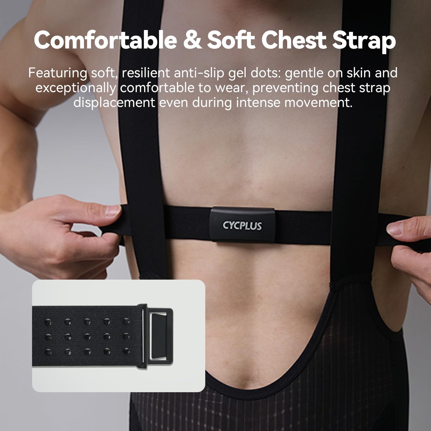 CYCPLUS Heart Rate Monitor Chest Strap H2Pro, Bluetooth ANT+ Heart Rate Monitor Chest Sensor with 500h Battery, IPX7 Waterproof and Dustproof, HRM Works with Strava/CYCPLUS App