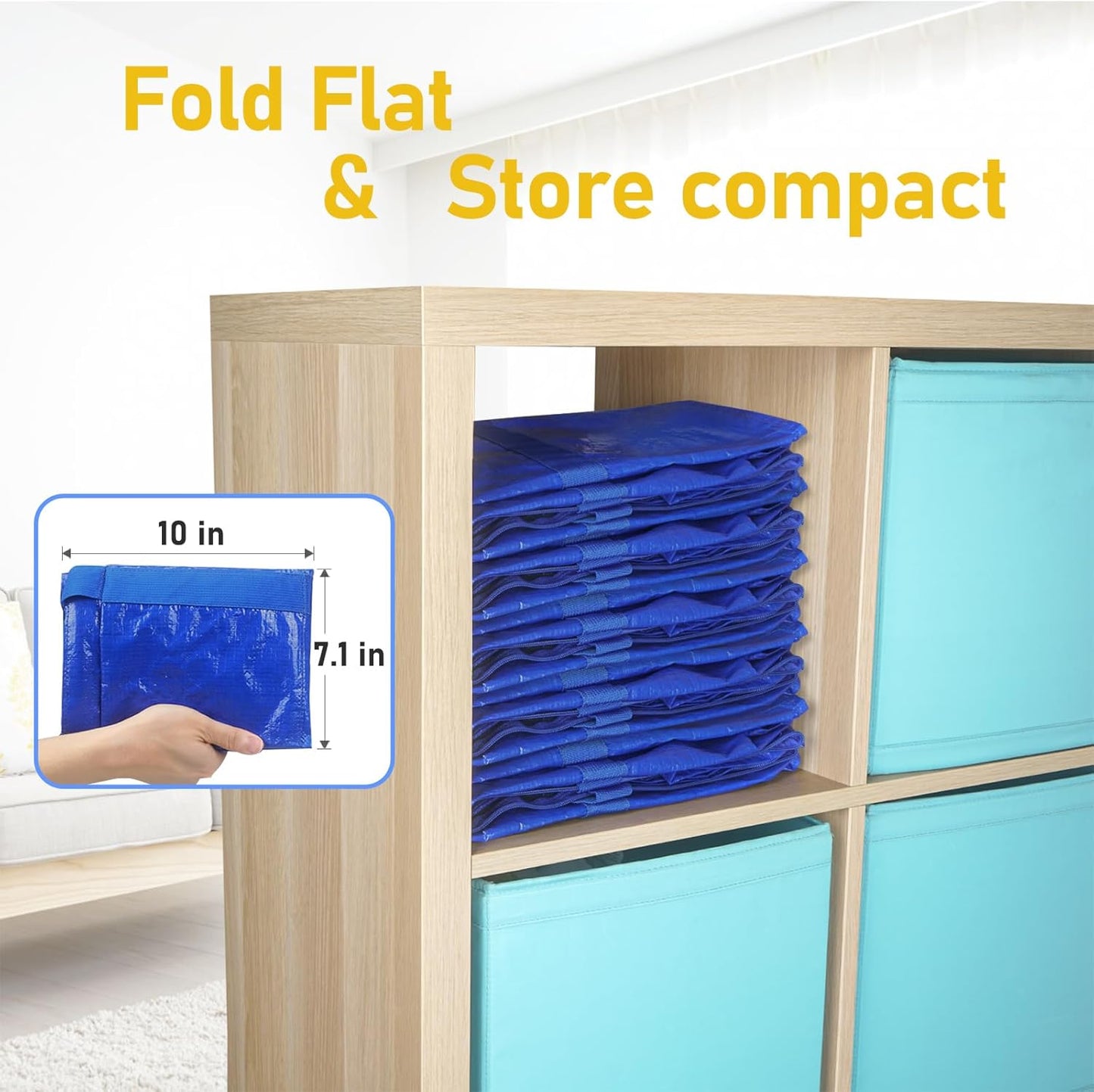 TICONN Extra Large Heavy-Duty Moving Bags - Durable Storage with Zippers & Handles | 2 Pack, Blue