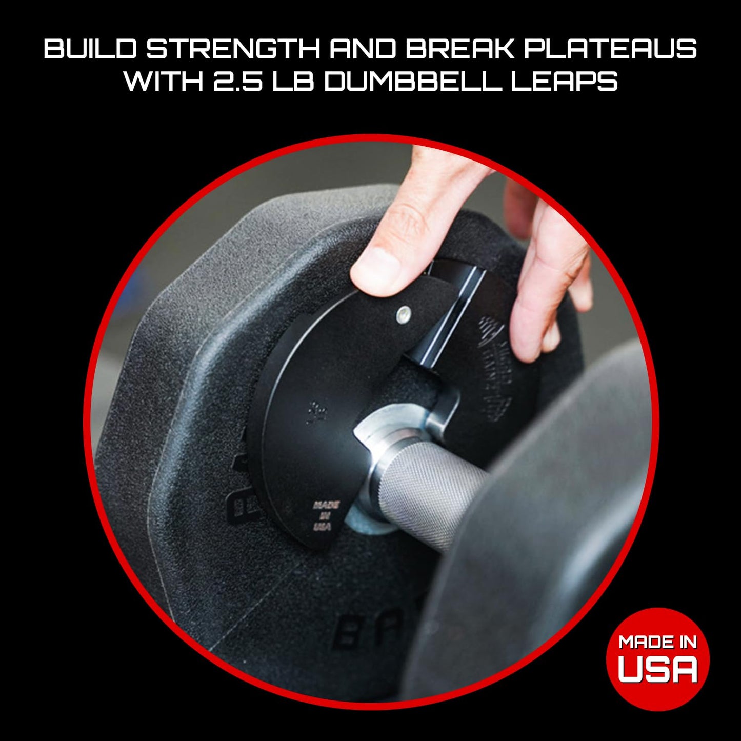 Micro Gainz Dumbbell Fractional 1.25lb Weight Plate, Ideal for Micro Loading, (Choose Color) 4 Piece Fractional Weight Plates, Designed for Dumbbell Training, Made In USA (Black)