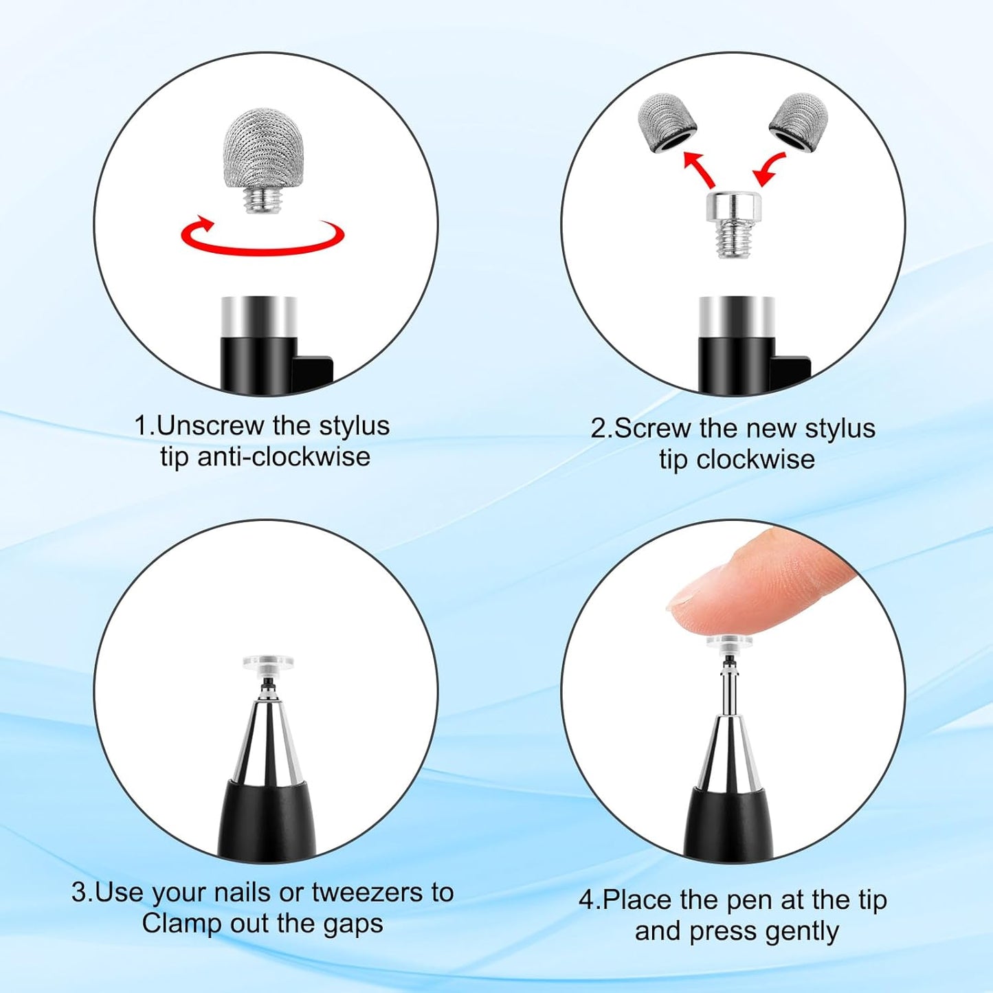 AULEEP 2-in-1 (2 Stylus (Fiber & Disc Tip) Stylus Pens for Touch Screen, High Sensitivity & Precision Capacitive Stylus